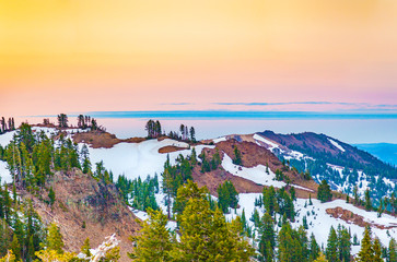 snow on Mount Lassen in the national park