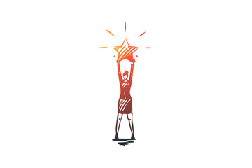 The best, rating, professional vector concept. Hand drawn sketch isolated illustration