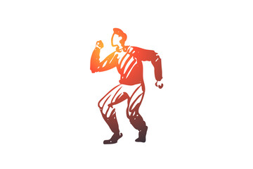 Dancing, people, man, dancer, party concept. Hand drawn isolated vector.