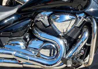 Fototapeta na wymiar beautiful metal details of a motorcycle