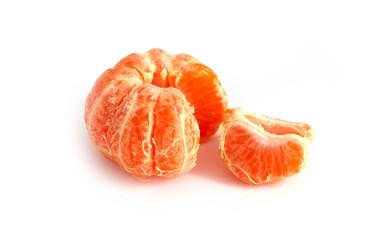 Unpeeled mandarin, isolated on white background