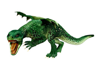3D Rendering Fairy Tale Dragon on White