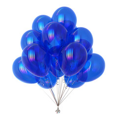 blue balloons bunch party birthday celebrate decoration glossy. 3d illustration, isolated