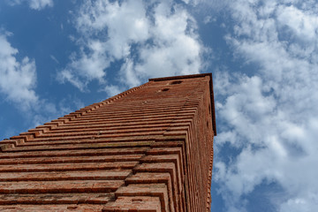 Close-up of Campanile del Duomo di Pietrasanta, Italy