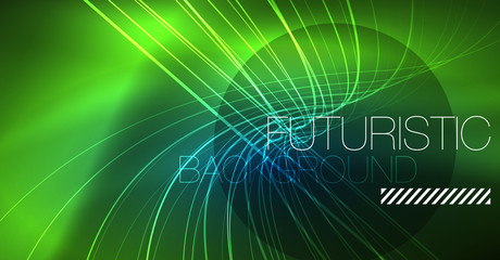 Neon glowing magic background, neon banner, night sky wallpaper. Magic light effect. Christmas abstract pattern.