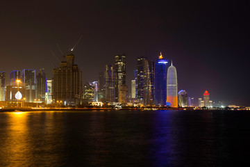 Fototapeta na wymiar Doha towers at night