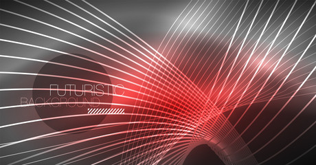 Digital technology abstract background - neon geometric design. Abstract glowing lines. Colorful techno background. Futuristic shape.