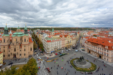 Obraz premium Prague Town Square Czech Republic, sunrise city skyline at Astronomical Clock Tower