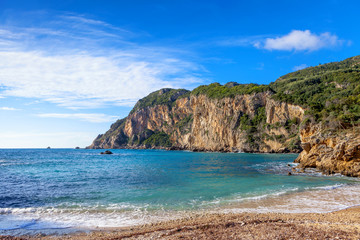 Fototapeta na wymiar Paleokastritsa beach and cliffs