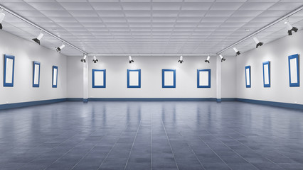 Interior of empty gallery. 3d illustration