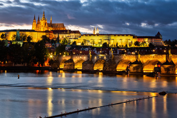 Prague Castle after sunset. Czech republic. 2018year