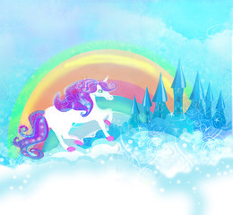 Card with a cute unicorn © diavolessa