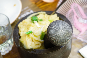 Close up of skordalia