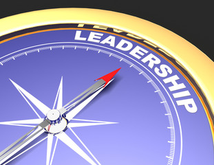 Abstract compass with needle pointing the word leadershhip. leadership concept