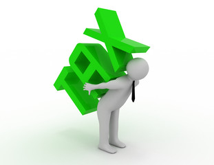 3d people - human character - person and word "tax". 3d render illustration