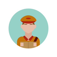 Deliveryman flat icon isolated on blue background. Simple Professions sign symbol in flat style. Professions elements Vector illustration for web and mobile design.