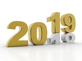 3D rendering Happy New Year 2019 
