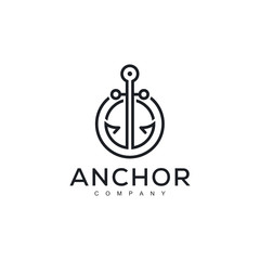 Line Art Anchor logo design inspiration - Vector