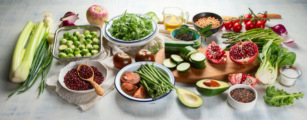 Seasonal vegetarian, vegan cooking ingredients