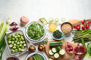 Seasonal vegetarian, vegan cooking ingredients
