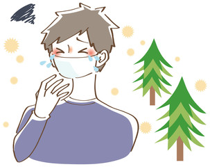花粉がひどい男性　イラスト