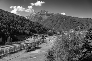 Mountain landscape along the road to Sestriere