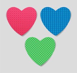 Hearts cut from paper set, Vector Illustration