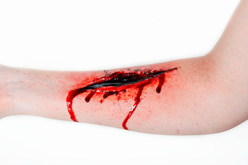  cut wound blood on hand cut sutsyd vein professional makeup flows blood