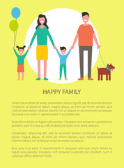 Happy Family Greeting Everyone Poster with Text