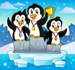 Naklejka premium Obraz motywu zwycięzców pingwina 3