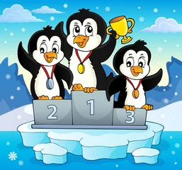 Cercles muraux Pour enfants Penguin winners theme image 3