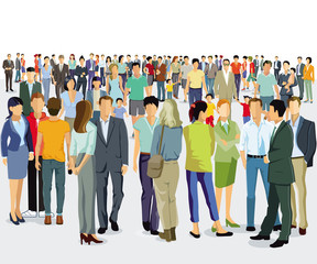 Fototapeta premium Menschenmenge, Große&nbsp;Menschliche Gemeinschaft,&nbsp;Illustration