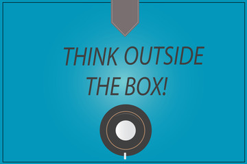 Word writing text Think Outside The Box. Business concept for Be unique different ideas bring brainstorming Coffee Cup Saucer Top View photo Reflection on Blank Color Snap Planner