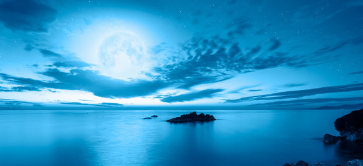 Night sky with moon in the clouds 