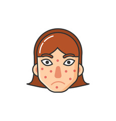 Girl with Rash on Face, Skin Problem by Sickness