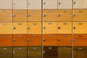 A school shoe cabinet.