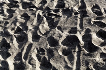 Traces in white sand