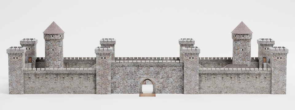 Realistic 3D Render of Medieval Castle
