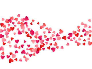 Red flying hearts bright love passion vector background.