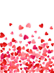 Red flying hearts bright love passion vector background.