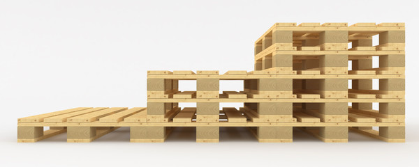 Fototapeta premium Stair of wooden euro pallets. 3d render