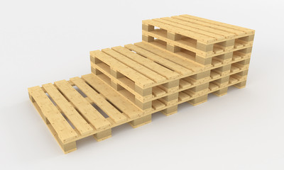 Stair of  wooden pallets. 3d render