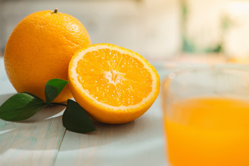 Oranges isolated cut set on wooden base