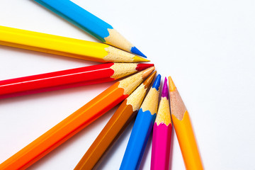 Fototapeta premium colored pencils on white