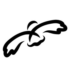 Flying bird, a few black lines, circuit