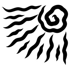 Shining abstract sun with many wavy rays