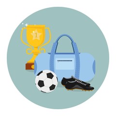 Sports concept, set for fitness. Accessories for the gym.  Vector illustration.