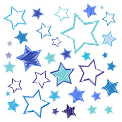 Christmas blue stars. Embroidery starry pattern. Vector illustration.