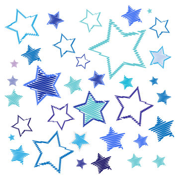 Christmas blue stars. Embroidery starry pattern. Vector illustration.