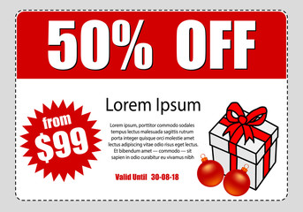 business coupon. Vector illustration Sale of goods and services. Christmas sale. Voucher.